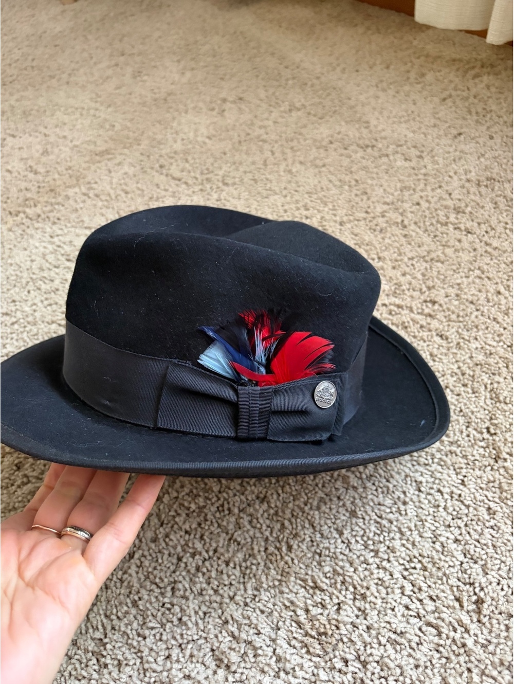 Stetson Saxon 100% Wool Felt 'Whippet' Hats in BLACK fedora size 59, 7 3/8